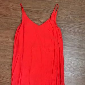 Orange Thin strap shift dress V-neck
